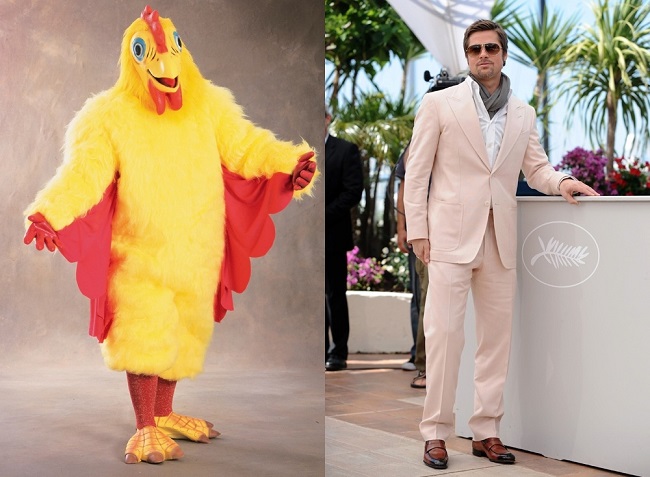 brad pitt dressed as a chicken Brad Pitt dressed as a chicken