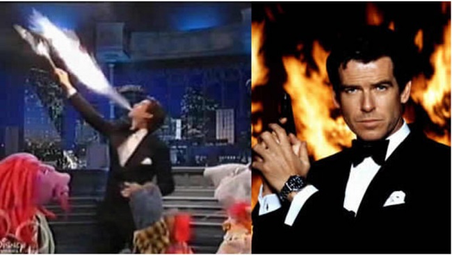 pierce brosnan was a professional fire eater Pierce Brosnan professional fire eater