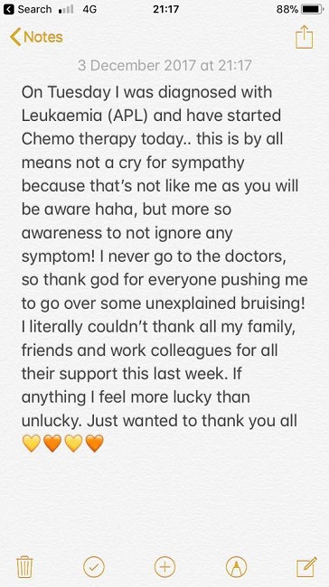 Kirsten urged people not to ignore symptoms on Facebook Kirsten urged people not to ignore symptoms on Facebook