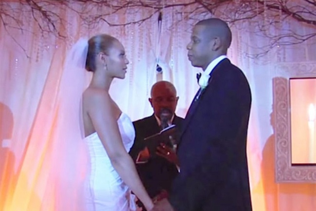 Wedding picture of Jay-Z and Beyonce Wedding picture of Jay-Z and Beyonce