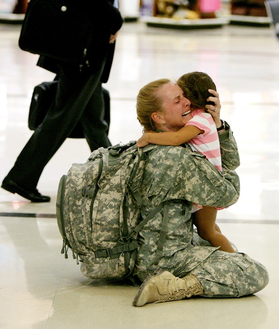 Army soldier united with daughter Army soldier united with daughter