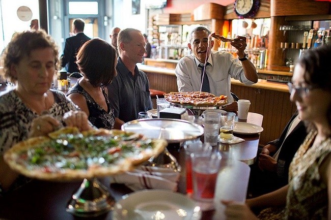 Barack Enjoying Pizza. Barack Enjoying Pizza