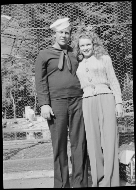 A picture of Norma Jeane Mortenson with her husband James Dougherty