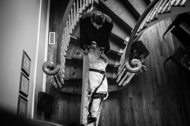 Carried away in a stretcher Carried away in a stretcher