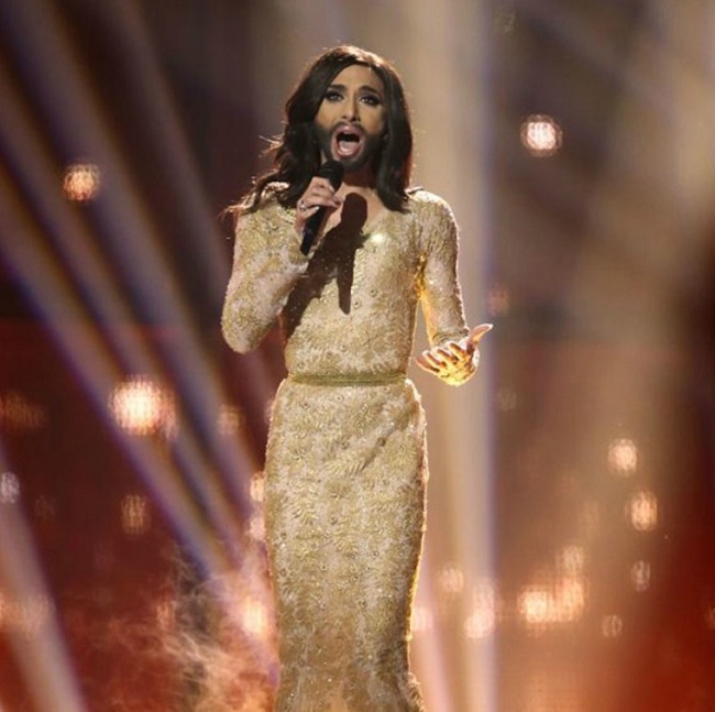 Conchita is seen performing ‘Rise Like a Phoenix’ Conchita is seen performing ‘Rise Like a Phoenix’