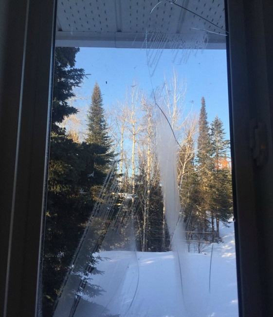 Window glass in the house was left broken due to cold temperatures