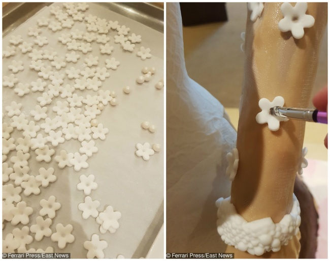 After all those decorations, the cake was just looking like a bride After all those decorations, the cake was just looking like a bride