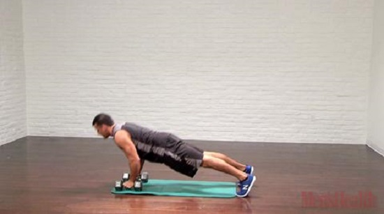 Dumbbell 1 ½ Pushup Dumbbell 1 ½ Pushup