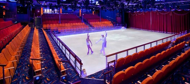 Ice-skating shows and outdoor aqua theater on the cruise ship