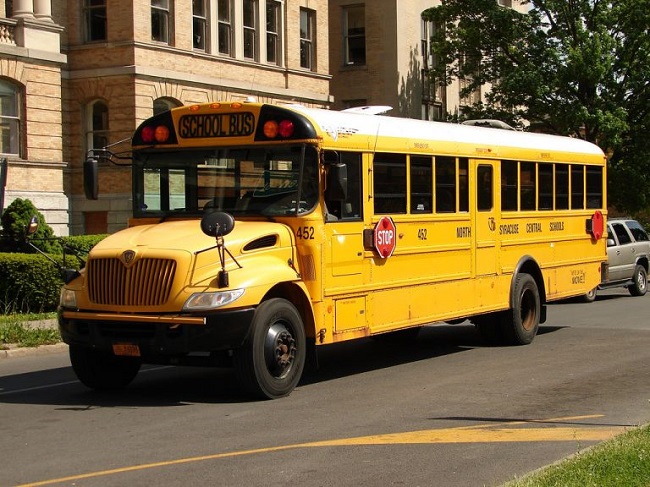 While waiting for the school bus he began to cry