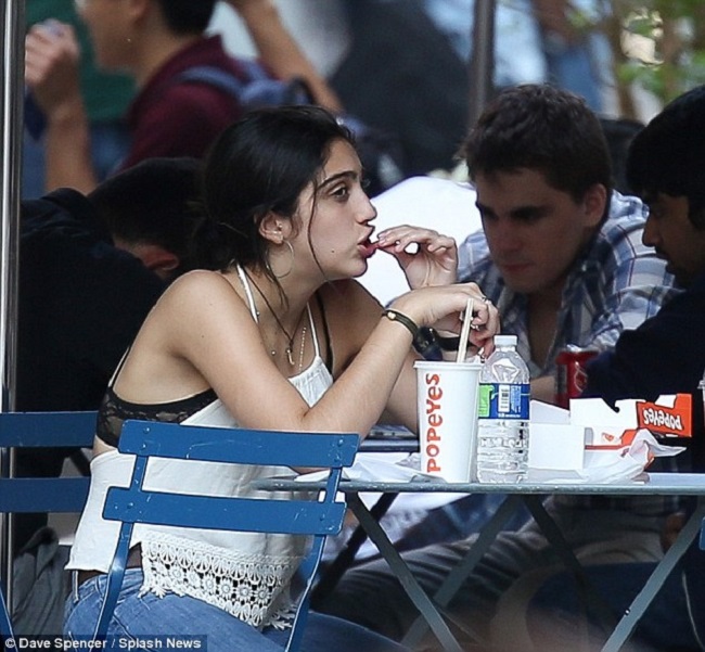 Lourdes eating pizza Lourdes eating pizza