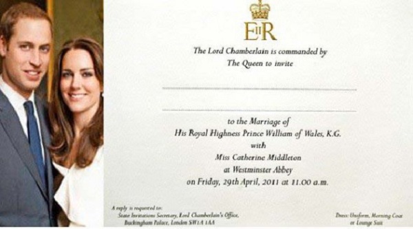 Prince William and Kate Middleton Wedding Invitations