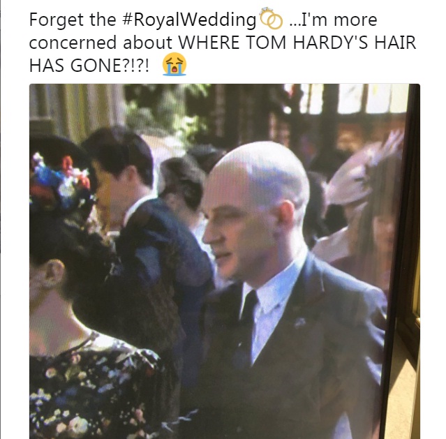 Actor Tom Hardy arrived in a bald look