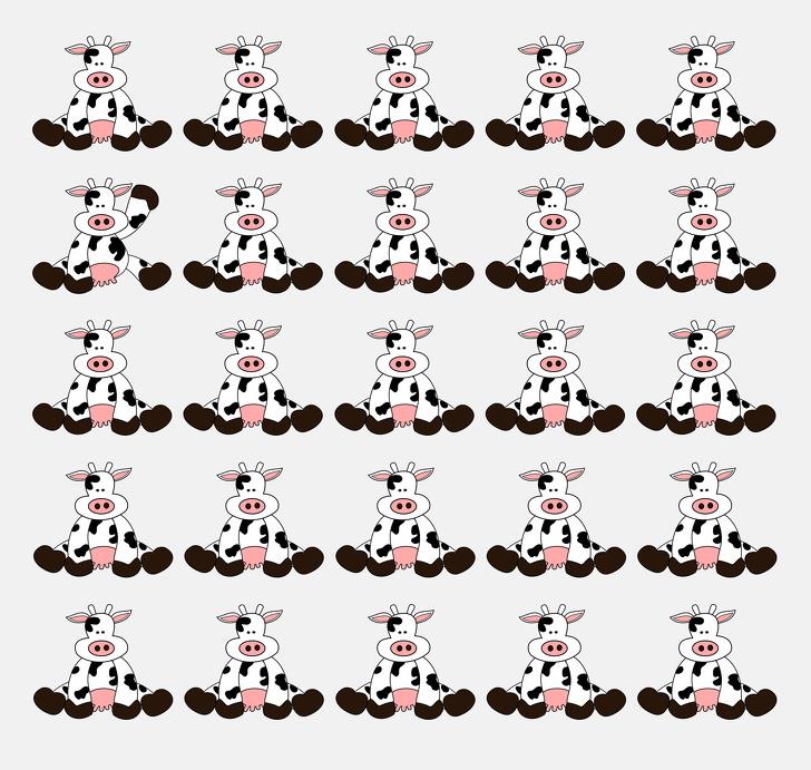 One cow stands out from the herd. Can you answer? One cow stands out from the herd. Can you answer?
