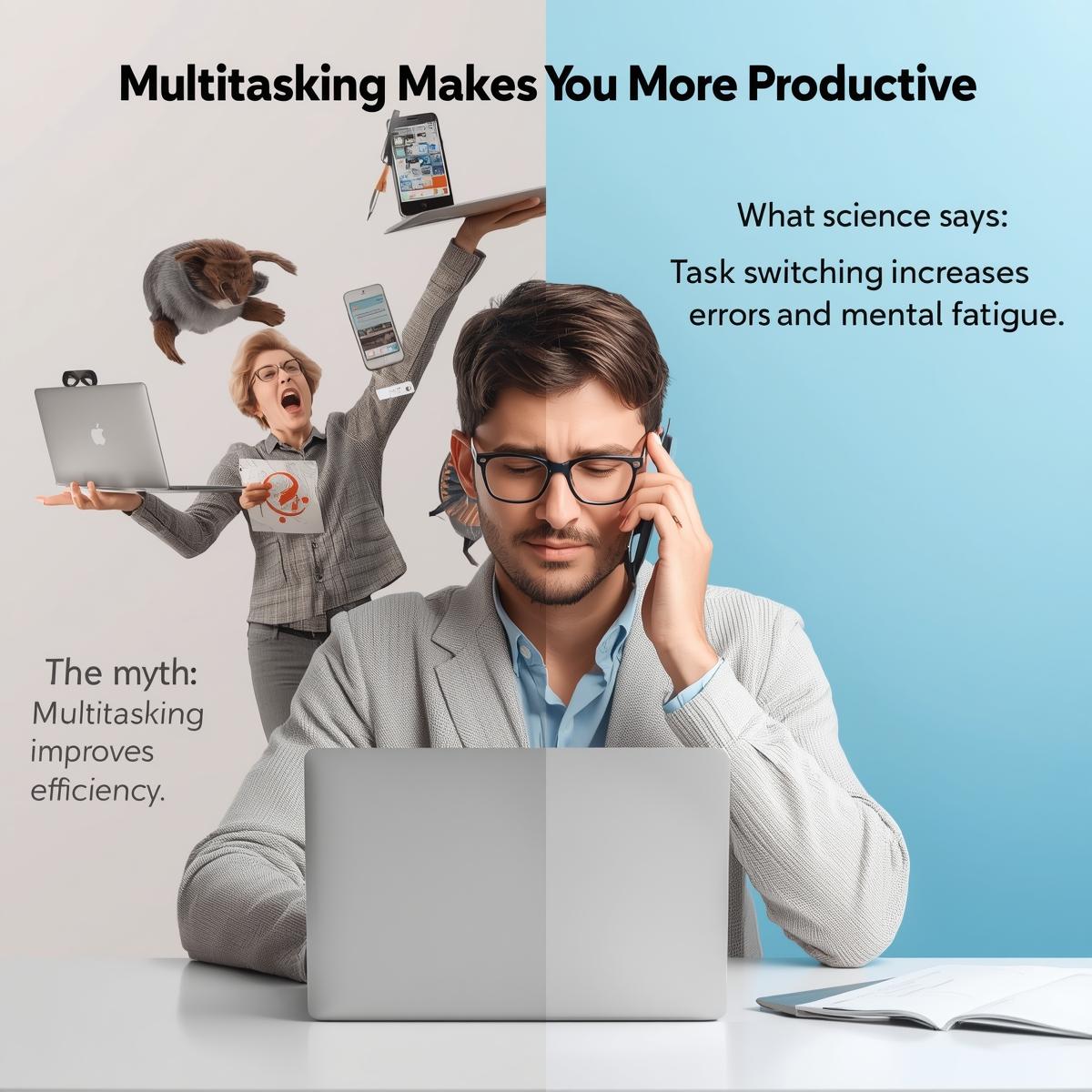 Multitasking makes you more productive is a myth Multitasking makes you more productive is a myth