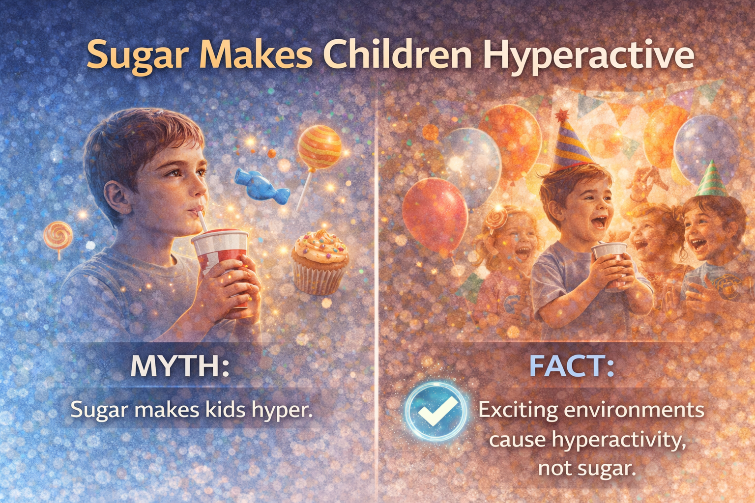 Sugar makes kids hyperactive is a myth Sugar makes kids hyperactive is a myth